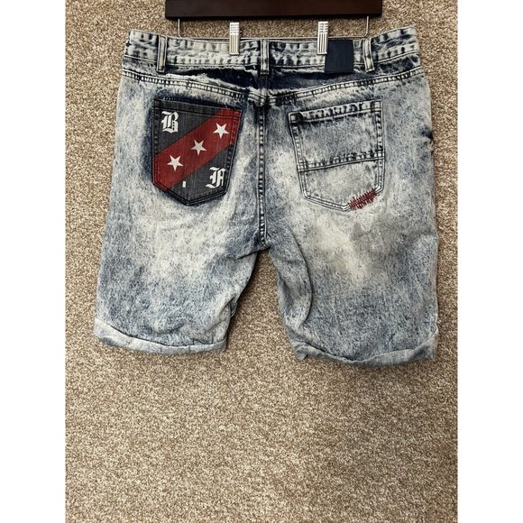 Born Fly Urban Skate Patriotic Distressed Denim Cuff Shorts Men’s Size 36 - Picture 3 of 8